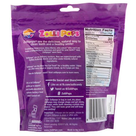 Zollipops, The Clean Teeth Pops, Grape, 15 ZolliPops, 3.1 oz:معينات, بالنعناع
