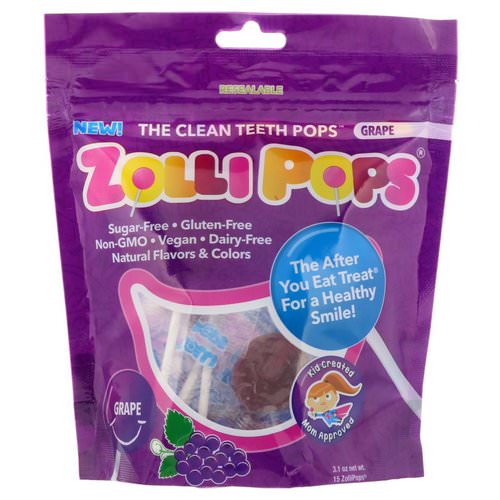 Zollipops, The Clean Teeth Pops, Grape, 15 ZolliPops, 3.1 oz فوائد