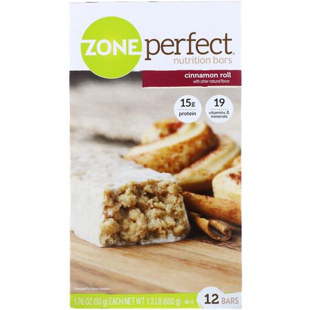 ZonePerfect, Nutrition Bars, Cinnamon Roll, 12 Bars, 1.76 oz (50 g) Each:الحانات الغذائية