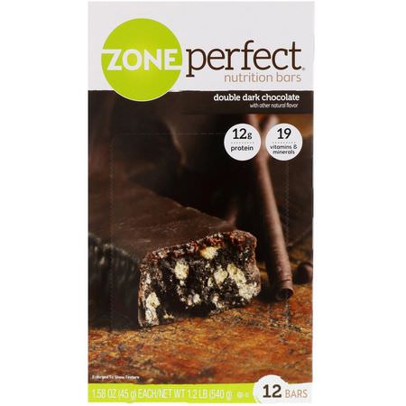 ZonePerfect, Nutrition Bars, Double Dark Chocolate, 12 Bars, 1.58 oz (45 g) Each:الحانات الغذائية